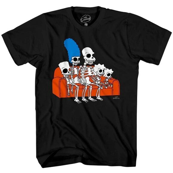 The Simpsons Skeleton Family Couch Gag T-Shirt, Unisex Size Small, Halloween - Picture 1 of 3